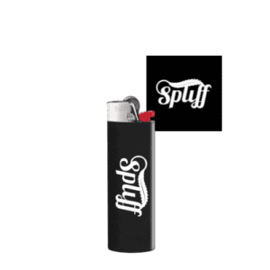 Black lighter with Spliff logo for cannabis enthusiasts.