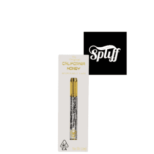 Disposable vape pen with California Honey branding and gold accents.