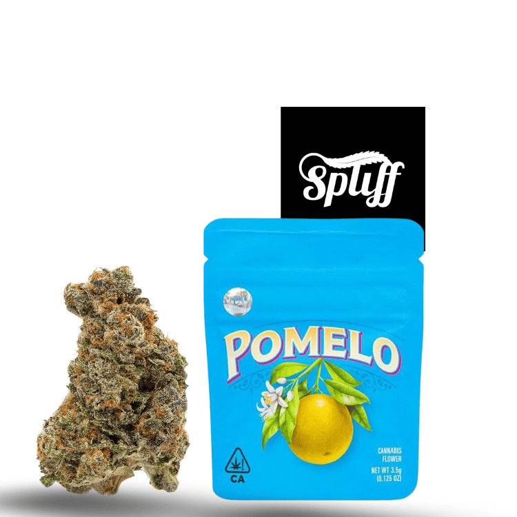 Spliff Nation Dispensary Cannabis and Pomelo Edible Cannabis bud and Pomelo edible from Spliff Nation Dispensary.