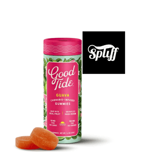 Guava-flavored cannabis-infused gummies from Good Tide, perfect for relaxation.