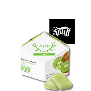 WYLD Kiwi Sativa Gummies for enhanced cannabis experience at dispensary.